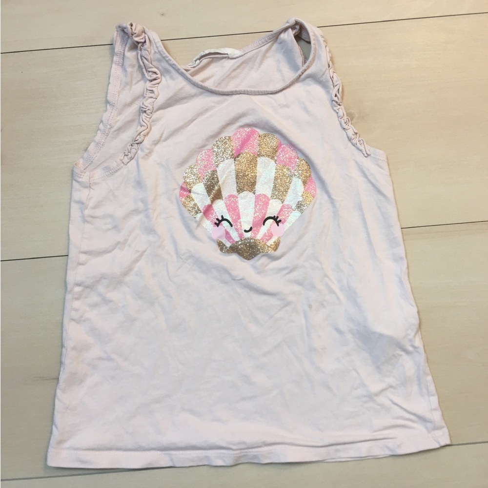 🐚Girls H&M seashell glitters Gold Pink sleeveless tee t-shirt tank top